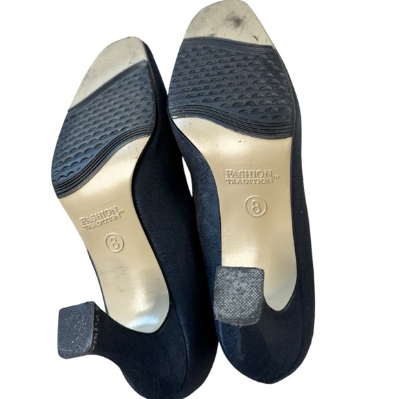 Navy Silk Shantung Pumps Heels 8 - Picture 12 of 13